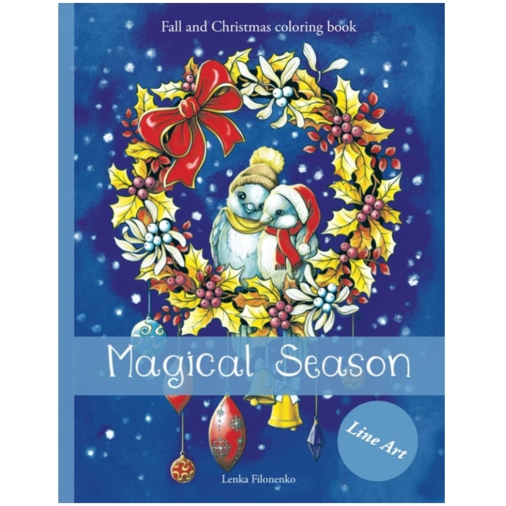 Magical Season Line Art: Fall & Christmas Coloring Book